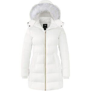 Women's Removable Hood Winter Warm White Quilted Puffer Jacket Coat Length